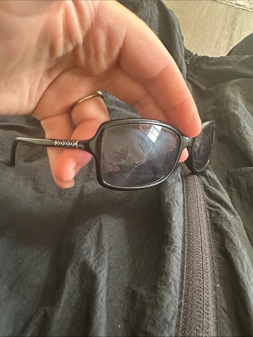 Coach Women's Black Sunglasses with Decorative Temple